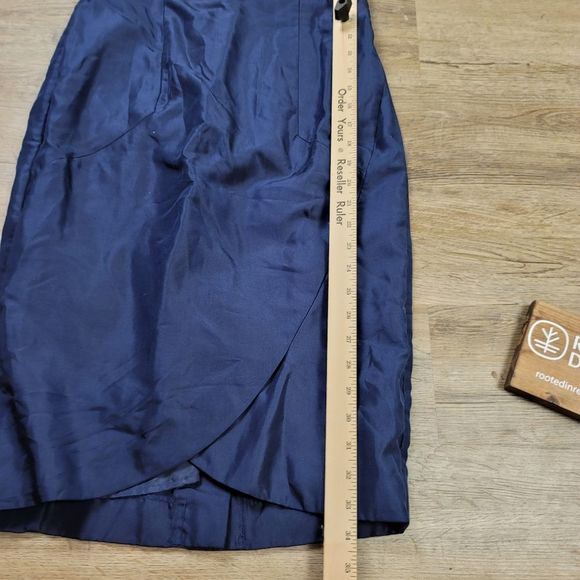 H&M Strapless Silk Dress Red Blue Sweetheart Sleeveless Sheath Casual Cocktail - Picture 8 of 12